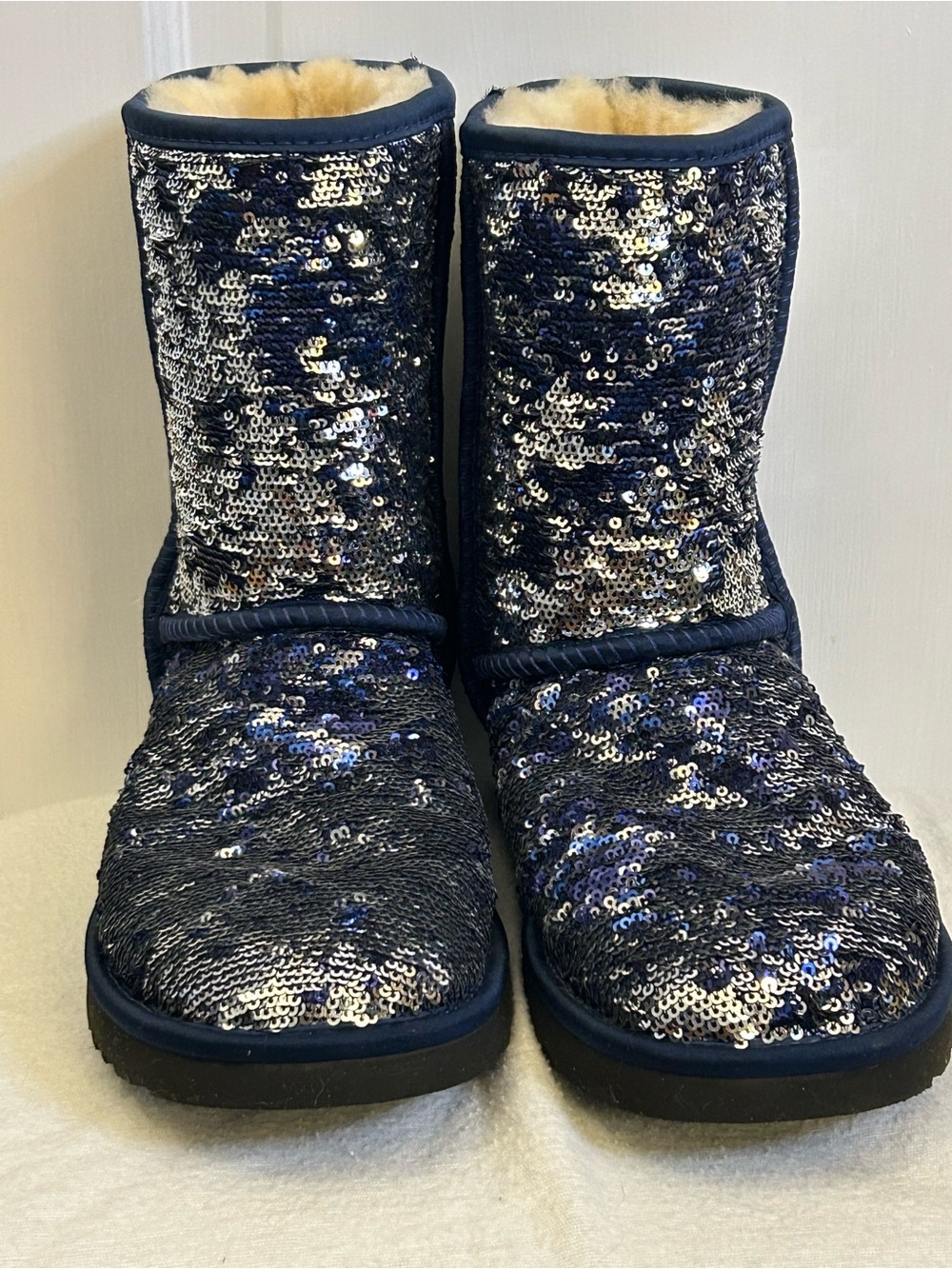 UGG Navy Sequin Shearling Boots
